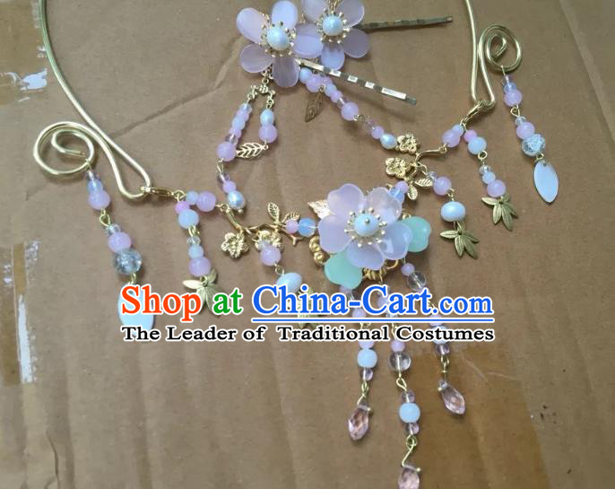 Handmade Chinese Traditional Accessories Hanfu Cherry Blossom Tassel Necklace for Women