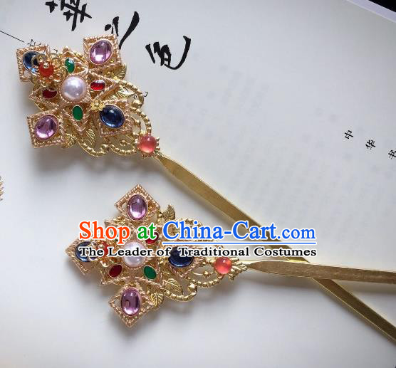 Chinese Traditional Hair Accessories Crystal Hair Clip Ancient Hanfu Hairpins for Women