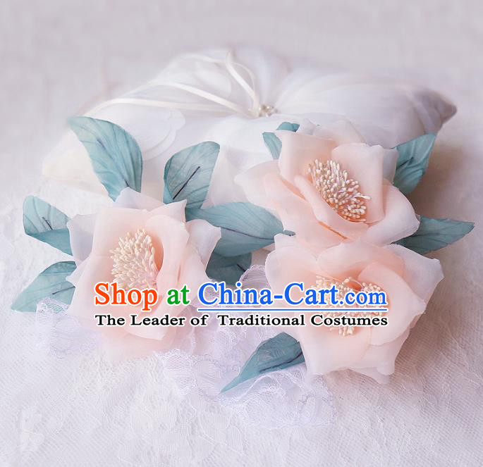 Top Grade Wedding Hair Accessories Bride Pink Flower Hair Claws for Women