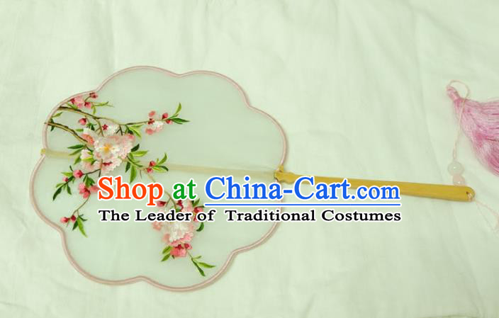 Chinese Traditional Ancient Palace Fan Embroidered Peach Blossom Fans for Women