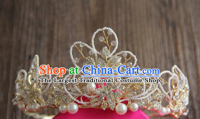 Top Grade Wedding Bride Hair Accessories Baroque Princess Beads Royal Crown for Women