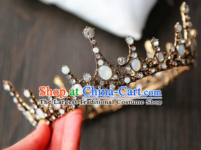 Top Grade Wedding Bride Hair Accessories Baroque Queen Black Royal Crown for Women