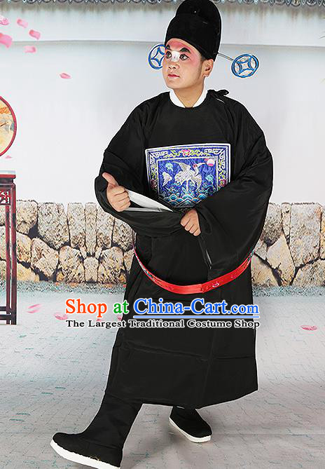 Professional Chinese Beijing Opera Costumes Peking Opera Sesame Official Black Robe and Boots for Adults