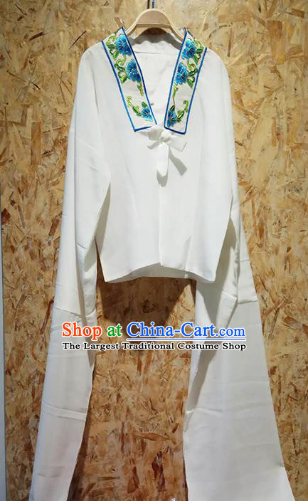Professional Chinese Beijing Opera Costumes Ancient Peking Opera Actress Embroidered Water Sleeve White Blouse for Adults