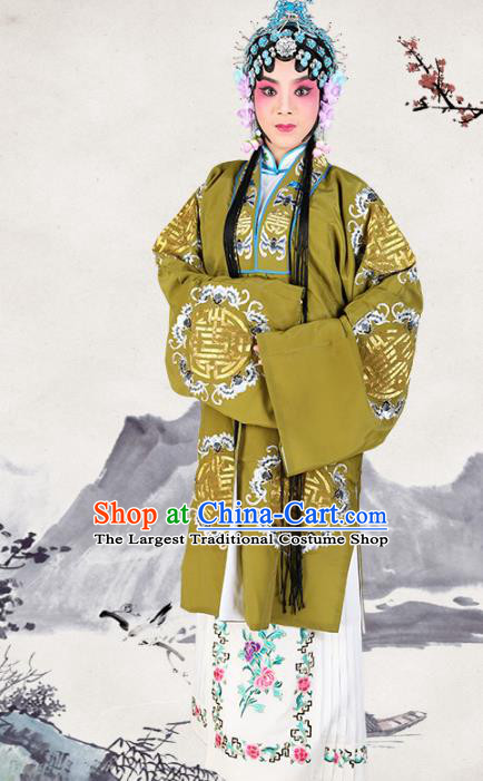 Professional Chinese Traditional Beijing Opera Pantaloon Embroidered Plum Blossom Green Costumes for Adults