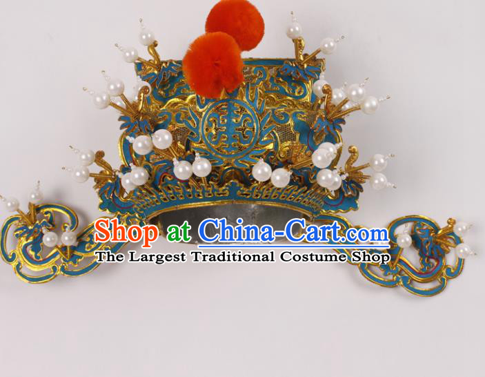 Top Grade Chinese Beijing Opera Prime Minister Headwear Peking Opera General Hat for Men