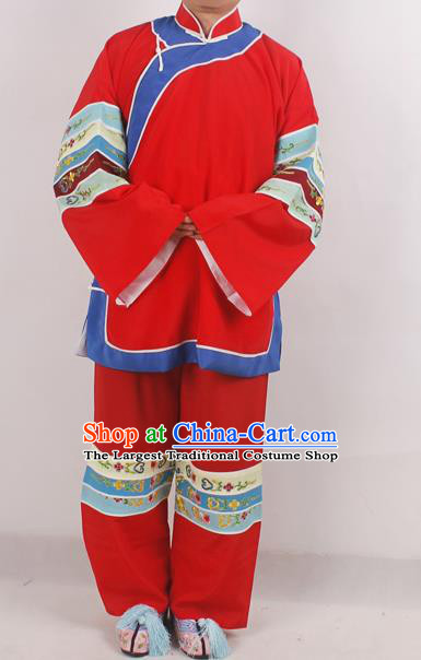 Chinese Peking Opera Pantaloon Red Costume Ancient Matchmaker Embroidered Clothing for Adults