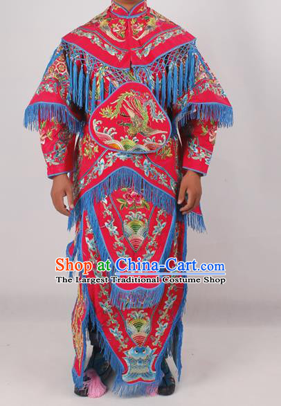 Chinese Peking Opera Blues Red Costume Ancient Female Warriors Embroidered Clothing for Adults