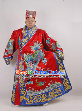 Professional Chinese Peking Opera Minister Costume Beijing Opera Embroidered Kylin Red Robe for Adults