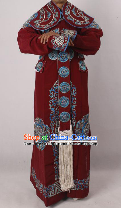 Professional Chinese Peking Opera Takefu Embroidered Amaranth Costume for Adults