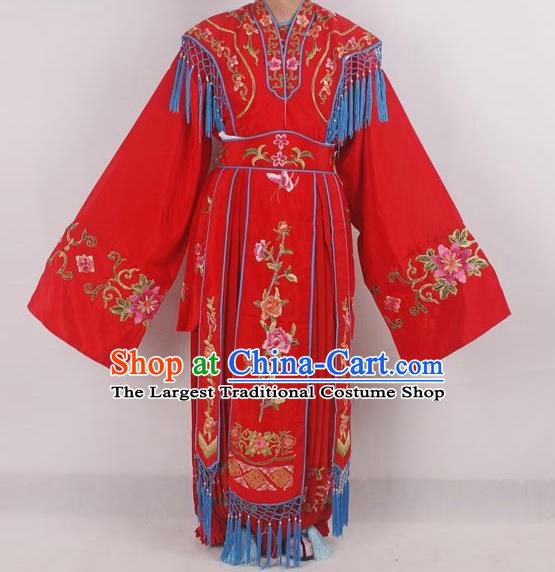 Professional Chinese Peking Opera Diva Costumes Ancient Fairy Embroidered Red Dress for Adults