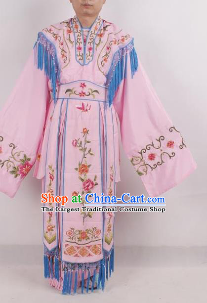 Professional Chinese Peking Opera Diva Costumes Ancient Fairy Embroidered Pink Dress for Adults