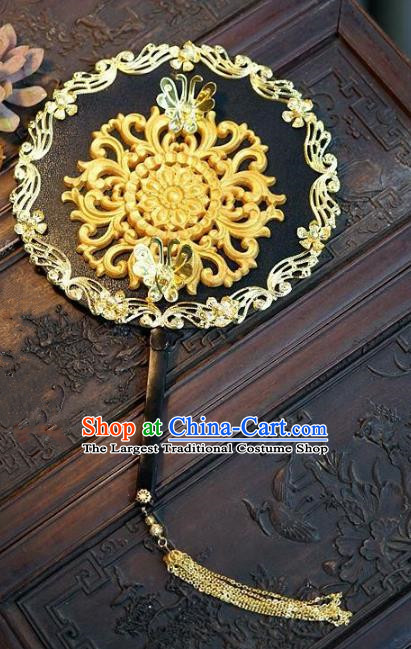 Top Grade Chinese Handmade Palace Fans Ancient Wedding Carving Round Fans for Women