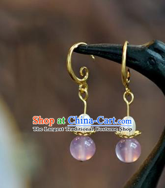 Chinese Handmade Pink Earrings Ancient Bride Eardrop Jewelry Accessories for Women