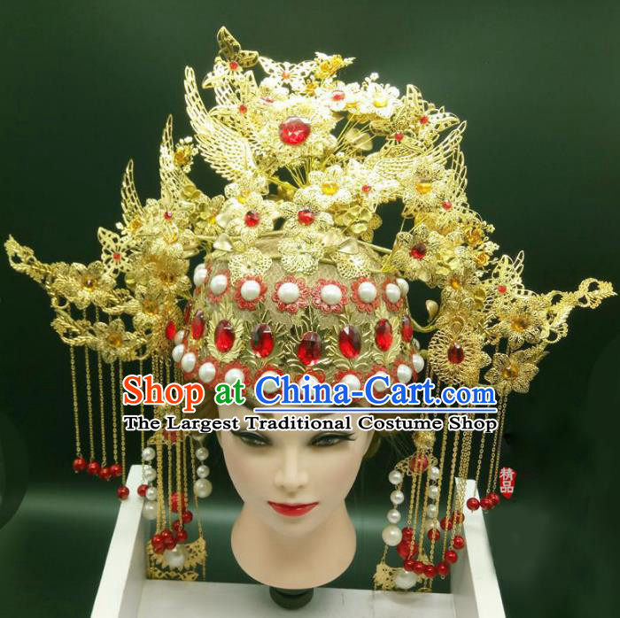 Chinese Ancient Handmade Phoenix Coronet Bride Hair Accessories Headwear for Women