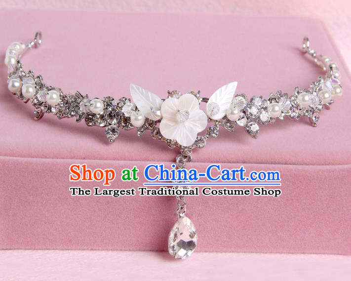 Handmade Baroque Bride Shell Flowers Crystal Hair Clasp Wedding Hair Jewelry Accessories for Women