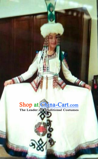 Chinese Traditional Mongolian Folk Dance Wedding Costume China Mongol Nationality Princess Dress for Women