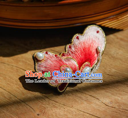 Chinese Traditional Cheongsam Accessories Embroidered Red Butterfly Brooch for Women