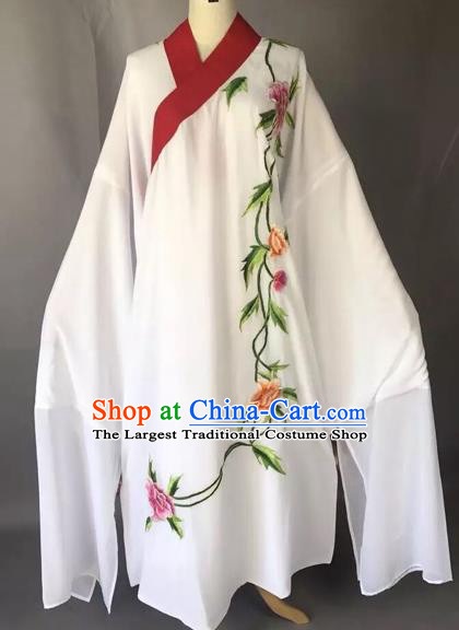 Chinese Traditional Beijing Opera Scholar White Robe Peking Opera Niche Costume for Adults