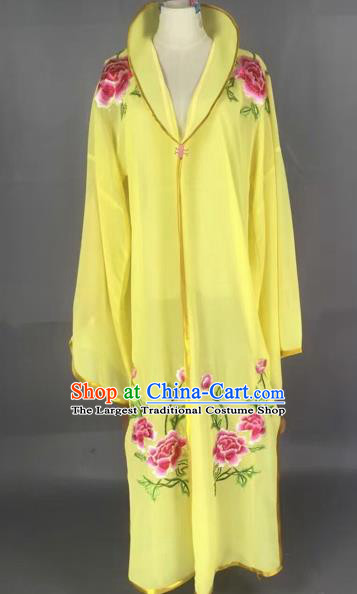 Traditional Chinese Peking Opera Diva Costume Beijing Opera Embroidered Yellow Cloak for Adults