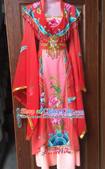 Chinese Shaoxing Opera Palace Queen Red Dress Traditional Beijing Opera Diva Costume for Adults