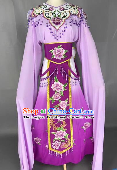 Chinese Shaoxing Opera Princess Purple Embroidered Dress Traditional Beijing Opera Diva Costume for Adults