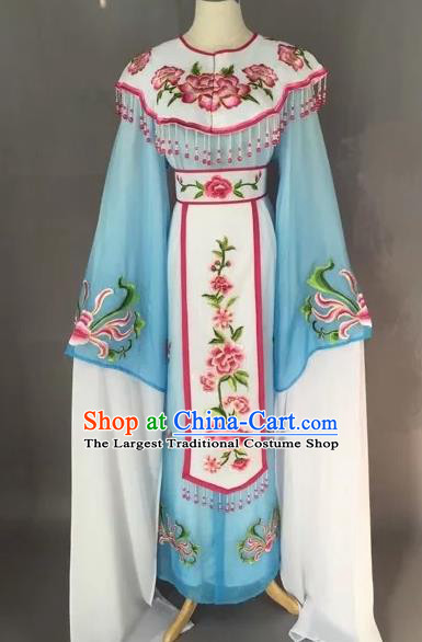 Chinese Beijing Opera Diva Blue Dress Clothing Ancient Princess Costume for Adults