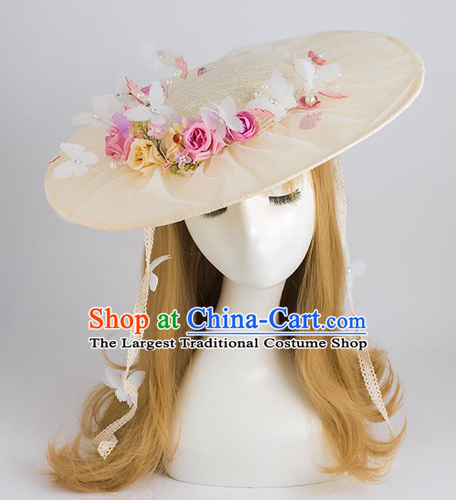 Top Grade Bride Wedding Hair Accessories Flowers Top Hat for Women