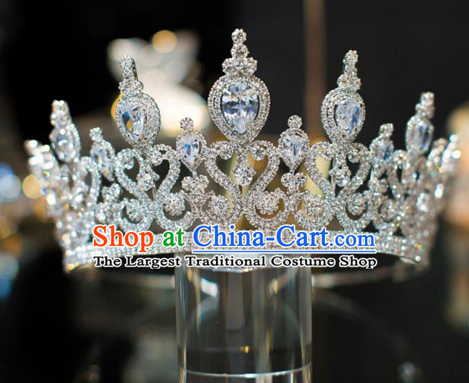 Top Grade Bride Hair Accessories Zircon Crystal Royal Crown Headwear for Women