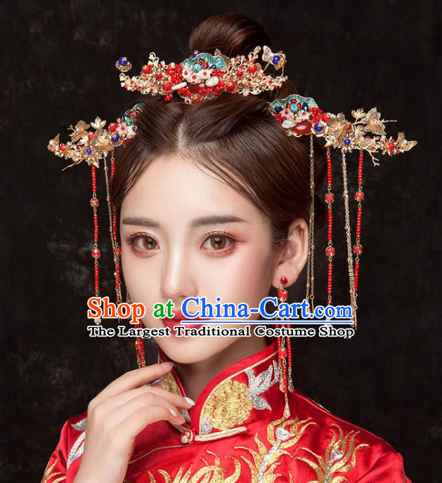 Chinese Ancient Hanfu Wedding Step Shake Hair Accessories Traditional Hairpins for Women