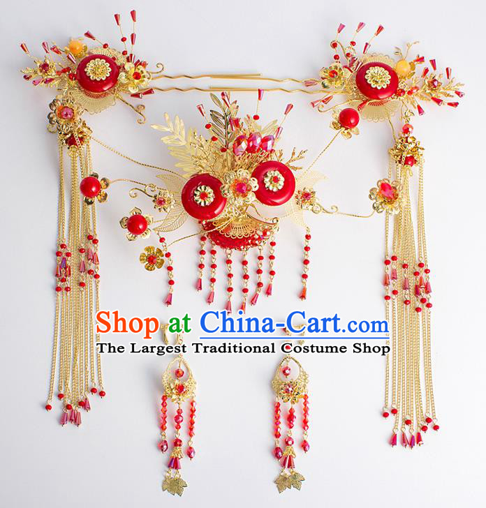 Chinese Traditional Wedding Bride Tassel Step Shake Ancient Hair Accessories Hairpins for Women