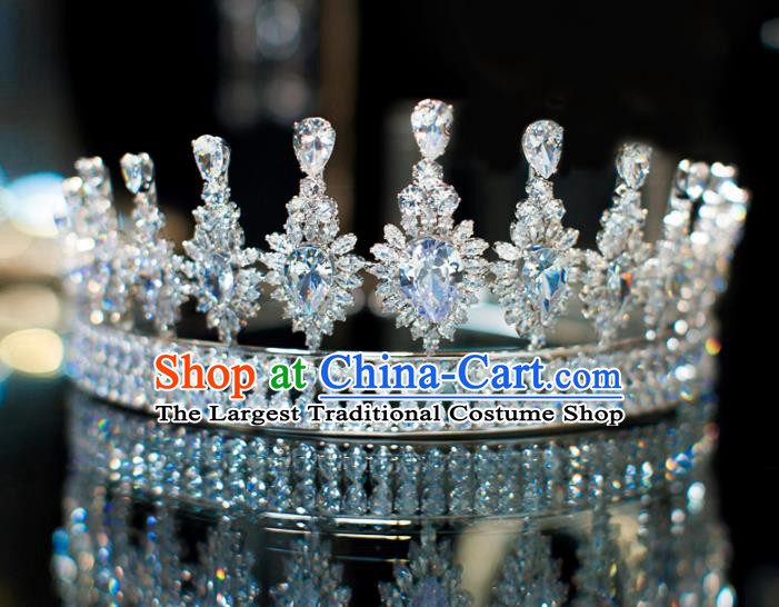 Top Grade Wedding Bride Hair Accessories Baroque Queen Zircon Royal Crown for Women