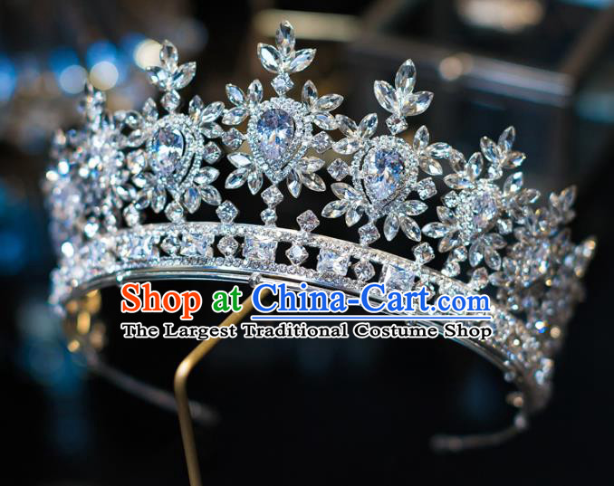 Top Grade Baroque Princess Headwear Zircon Royal Crown Wedding Bride Hair Accessories for Women