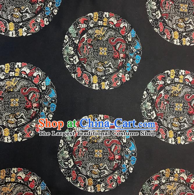Asian Chinese Traditional Royal Pattern Black Brocade Fabric Silk Fabric Chinese Fabric Material