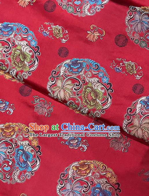 Red Brocade Asian Chinese Traditional Peony Pattern Fabric Silk Fabric Chinese Fabric Material