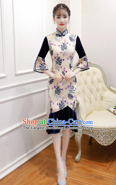 Chinese Traditional Full Dress Cheongsam Compere Costume for Women