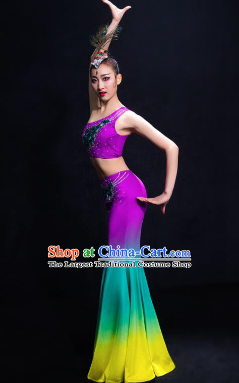 Chinese Traditional Peacock Dance Dress Classical Umbrella Dance Costume for Women
