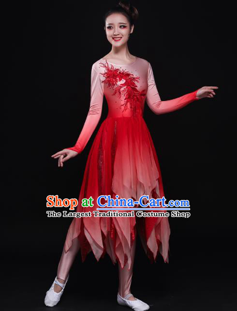 Professional Chorus Costumes Modern Dance Red Dress for Women