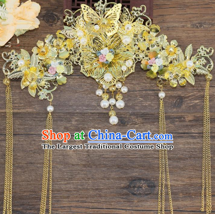 Chinese Traditional Hair Accessories Ancient Hanfu Phoenix Coronet Hairpins for Women