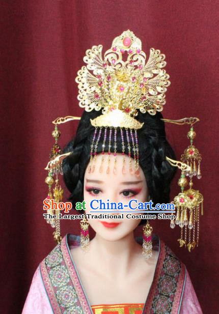 Chinese Traditional Handmade Hair Accessories Ancient Queen Phoenix Coronet Hairpins for Women