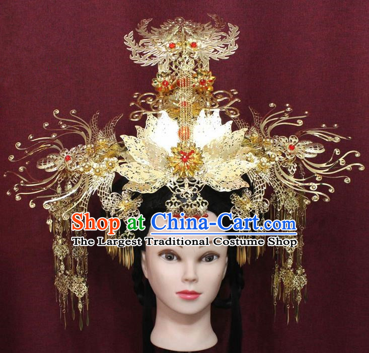Chinese Handmade Tang Dynasty Queen Peony Phoenix Coronet Ancient Palace Hair Accessories Hairpins for Women
