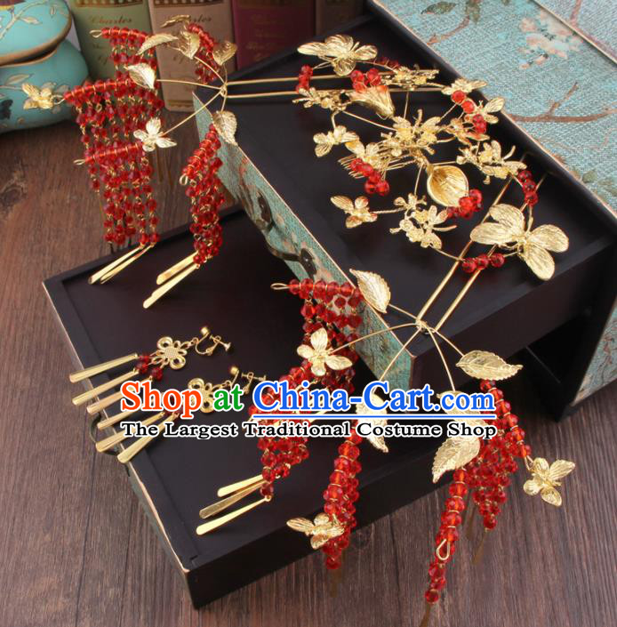 Chinese Handmade Ancient XiuHe Suit Hair Accessories Bride Hair Clips Hairpins for Women