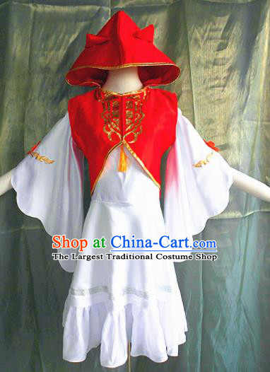 Asian Chinese Cosplay Peri Faery Costume Ancient Swordswoman Red Dress for Women