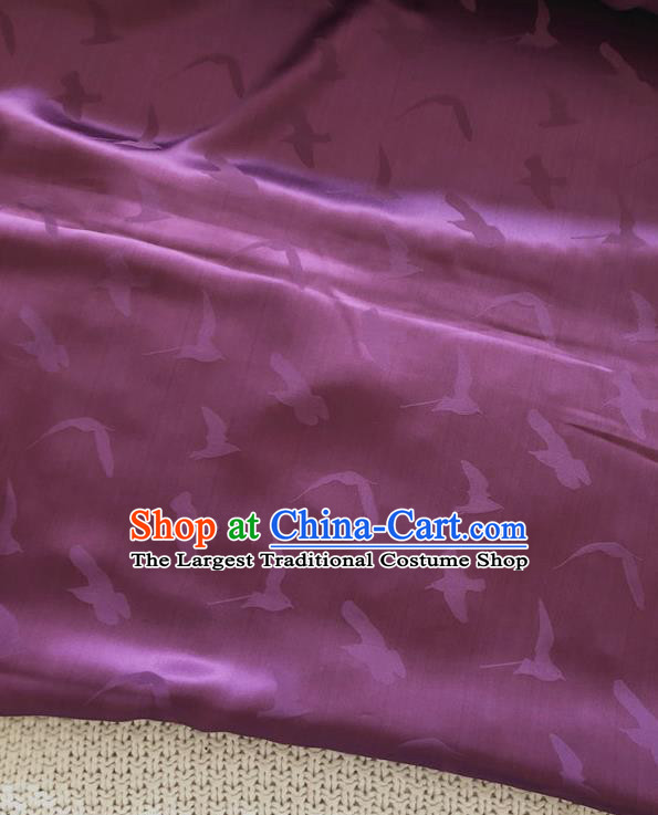 Asian Chinese Traditional Silk Fabric Classical Pattern Purple Brocade Cheongsam Embroidered Cloth Silk Fabric