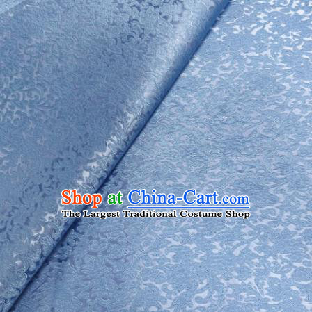 Chinese Traditional Silk Fabric Cheongsam Tang Suit Blue Brocade Cloth Drapery