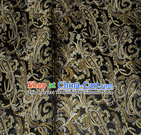Chinese Traditional Black Silk Fabric Tang Suit Brocade Cheongsam Palace Pattern Cloth Material Drapery