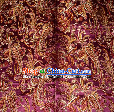 Chinese Traditional Purple Silk Fabric Tang Suit Brocade Cheongsam Palace Pattern Cloth Material Drapery
