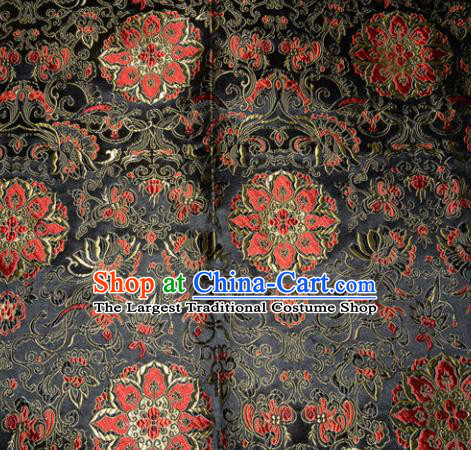 Chinese Traditional Silk Fabric Tang Suit Black Brocade Cheongsam Palace Pattern Cloth Material Drapery