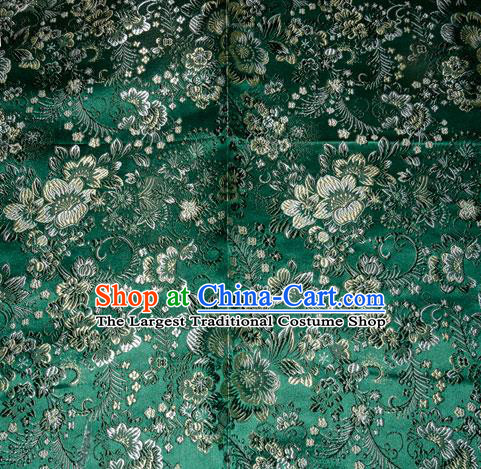 Chinese Traditional Silk Fabric Tang Suit Green Brocade Cheongsam Classical Pattern Cloth Material Drapery