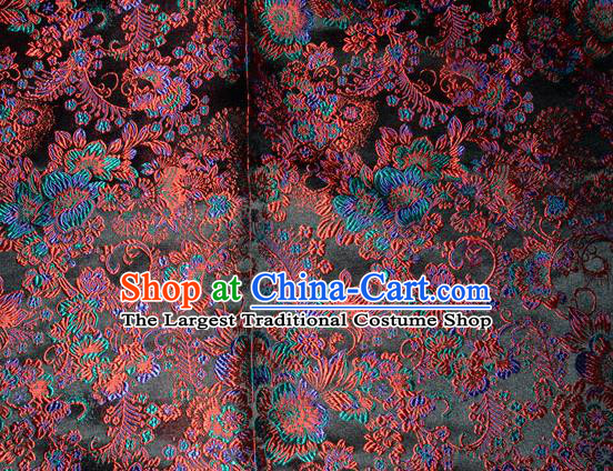 Chinese Traditional Black Silk Fabric Tang Suit Brocade Cheongsam Classical Pattern Cloth Material Drapery
